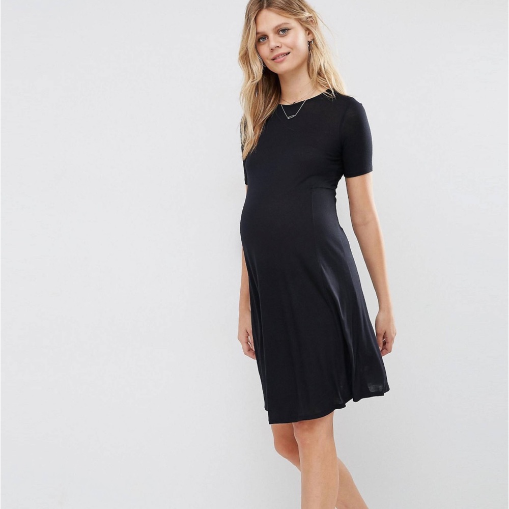 ASOS Maternity TALL Swing Dress With Short Sleeve - Size 4M - Black